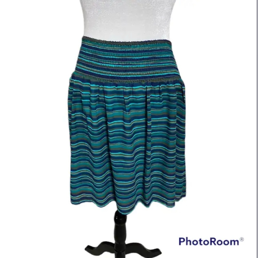 Women's Wide Elastic Waist Multi Color Striped Skirt
